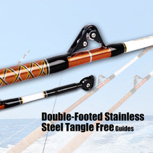 Fiblink 2-Piece Saltwater Offshore Trolling Rod Big Game Rod Conventional Boat Fishing Pole with Aluminum Alloy Handle (5’6”, 6’, 6’6”)