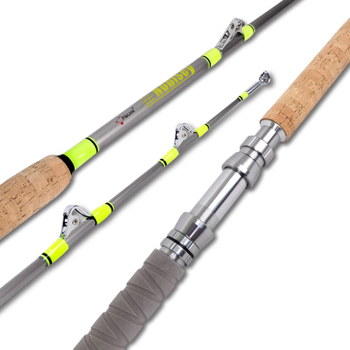 Fiblink 1-Piece/2-Piece Saltwater Offshore Trolling Rod Big Game Rod Conventional Boat Fishing Pole (6’, 6’6”)