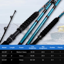 Fiblink 1-Piece Trolling Rod Saltwater Big Game Roller Rod Conventional Boat Fishing Pole