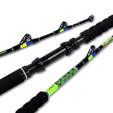 Fiblink Fishing Trolling Rod Saltwater Offshore Boat Fishing Rod 1 Piece/2 Piece Deep Drop Big Game Blue/Neon Green Fishing Pole(5'/6'6",50-80lbs/80-120lbs)