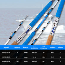 Fiblink Saltwater Fishing Rod Heavy Duty Trolling Rod Conventional Boat Standup Big Game Deep Sea Rod with Roller Guides(5'6"/6'/7'6",50-80lbs/80-120lbs)