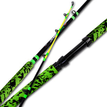 Fiblink Catfish Fishing Rods 7'6"/8'6"/10'Green Catfish Rod 1 Piece/2 Piece Portable Travel Catfishing Rod Fishing Catfish Casting/Spinning Rod with Camo Eva Handle