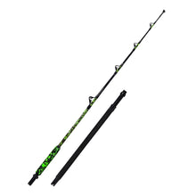 Fiblink Saltwater Fishing Rod Heavy Duty Offshore Trolling Rod 1 Piece/2 Piece Big Game Deep Drop Roller Rod Conventional Boat Green Camouflage Rod(6'/7',50-80lbs/80-120lbs)