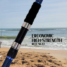 Fiblink Surf Fishing Rod Carbon Surf Spinning Rod Portable Travel Saltwater Beach Blue Surf Rod with SuperPolymer Handle 8'6"/10'/12'/15'