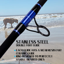 Fiblink Surf Fishing Rod Carbon Surf Spinning Rod Portable Travel Saltwater Beach Blue Surf Rod with SuperPolymer Handle 8'6"/10'/12'/15'