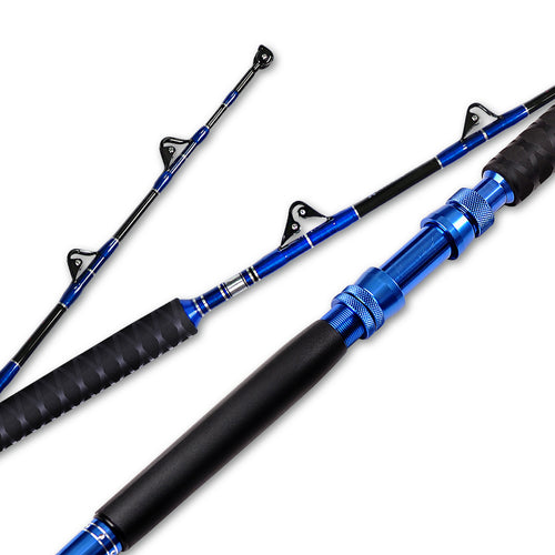 Fiblink 2-Piece Saltwater Offshore Heavy Straight Butt Trolling Rod Roller Rod Conventional Boat Fishing Pole with Roller Guides (30-50lb/50-80lb/80-120lb,5-Feet 6-Inch)