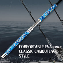 Fiblink Fishing Trolling Rod 1 Piece Saltwater Offshore Heavy Roller Rod Big Name Conventional Boat Camo Fishing Pole (6'6",30-50lb/50-80lb/80-120lb)