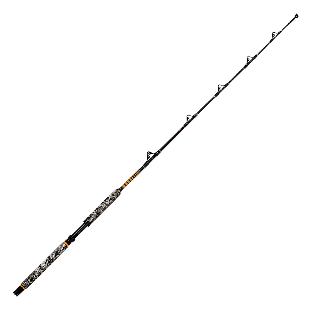  Fiblink 1-Piece/2-Piece Saltwater Offshore Heavy Trolling Rod  Big Game Roller Rod Conventional Boat Fishing Pole with Roller Guides  (2-Piece,5'6”,30-50LB) : Sports & Outdoors