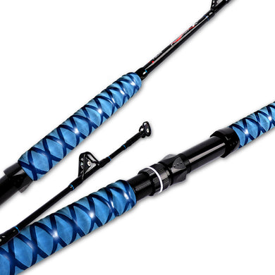 Fiblink Saltwater Fishing Rod 1 Piece Trolling Rod Deep Drop Sea Roller Rod Big Name Conventional Boat Heavy Duty Fishing Pole (Blue,5'6