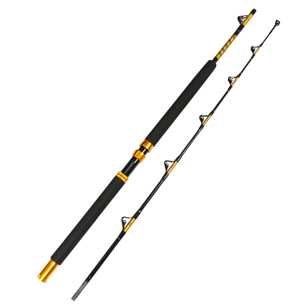 Fiblink Trolling Rod Saltwater Deep Dropper Big Game Rod Conventional Boat  Roller Rod Carbon Fishing Pole (1 Piece - 6' - 80-120lbs)